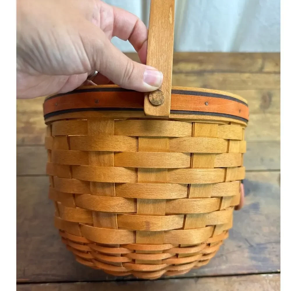 Longaberger 1995 Pumpkin Basket No. 19402 Lid + Plastic Insert + Cloth Liner